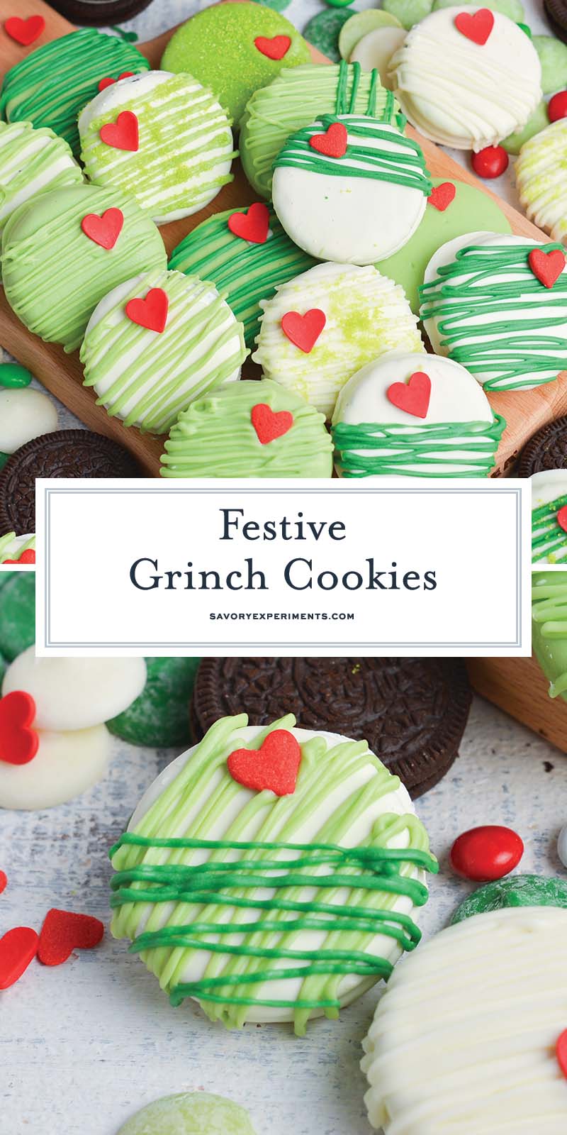 collage of grinch cookies for pinterest