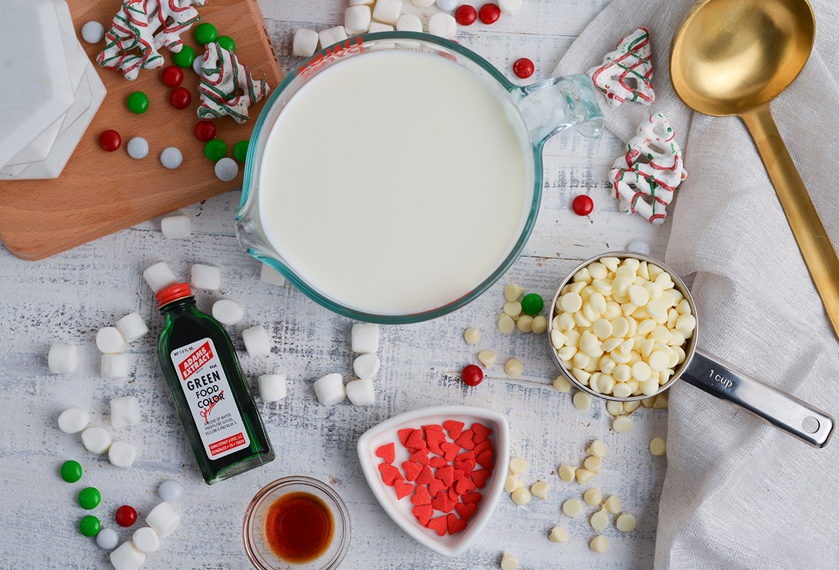 ingredients for grinch hot chocolate