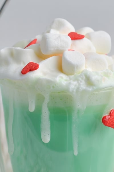 close up of green grinch hot chocolate