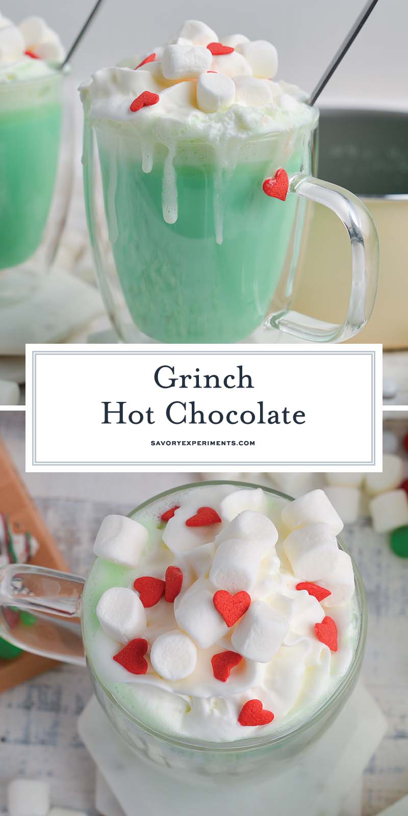 collage of grinch hot chocolate