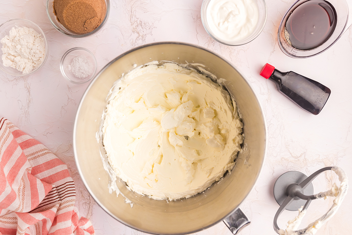 cream cheese whipped in bowl