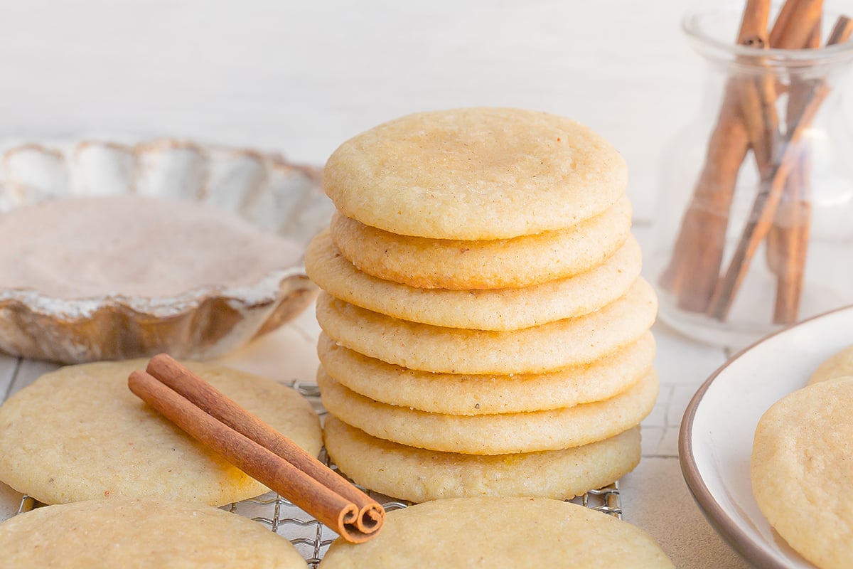 stack of old fashioned tea cakes with a cinnamon stick