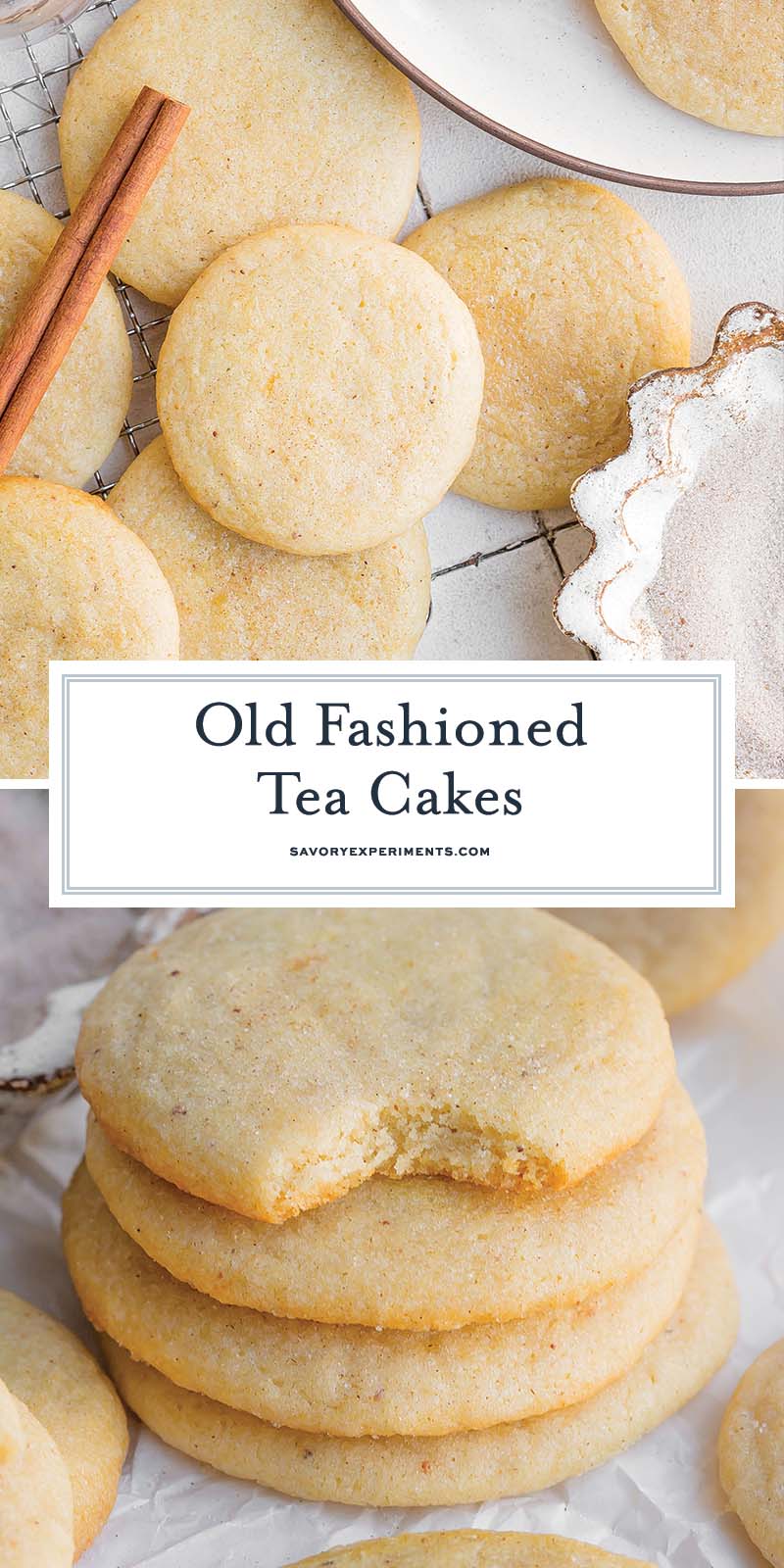 collage of old fashioned tea cakes with text overlay