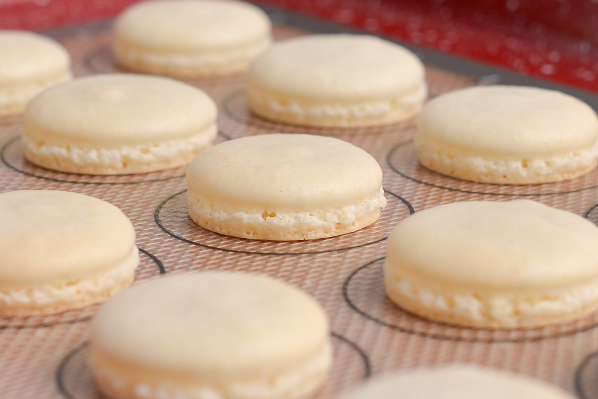 feet on a macaron shell