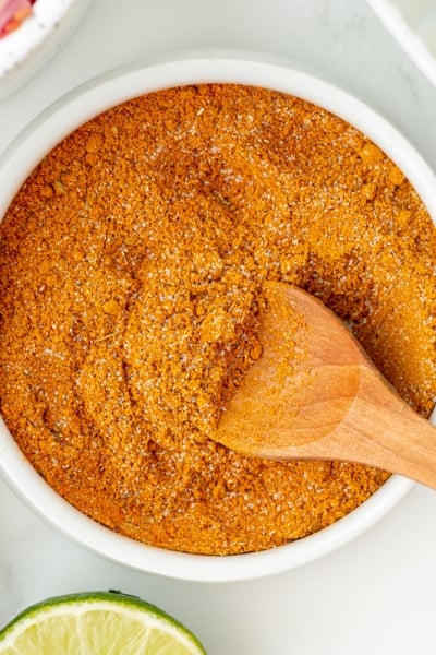 overhead shot of bowl of homemade taco seasoning