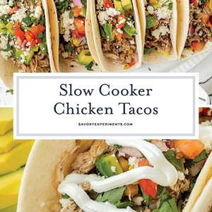 collage of slow cooker chicken tacos for pinterest