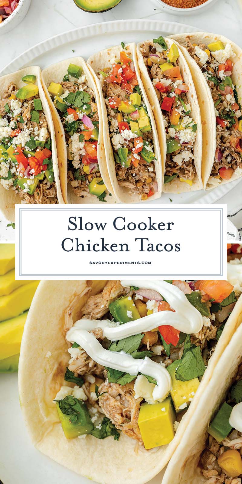 collage of slow cooker chicken tacos for pinterest