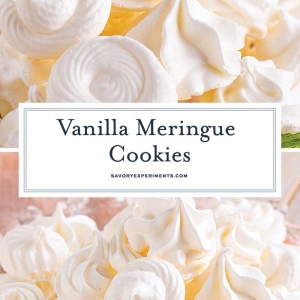 collage of vanilla meringue cookies for pinterest