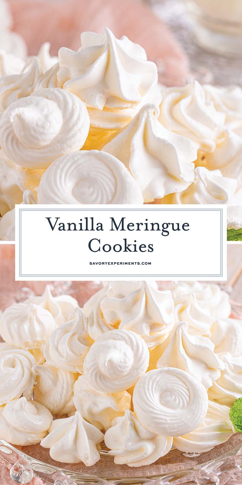 collage of vanilla meringue cookies for pinterest