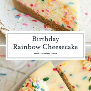 collage of birthday cheesecake recipe images