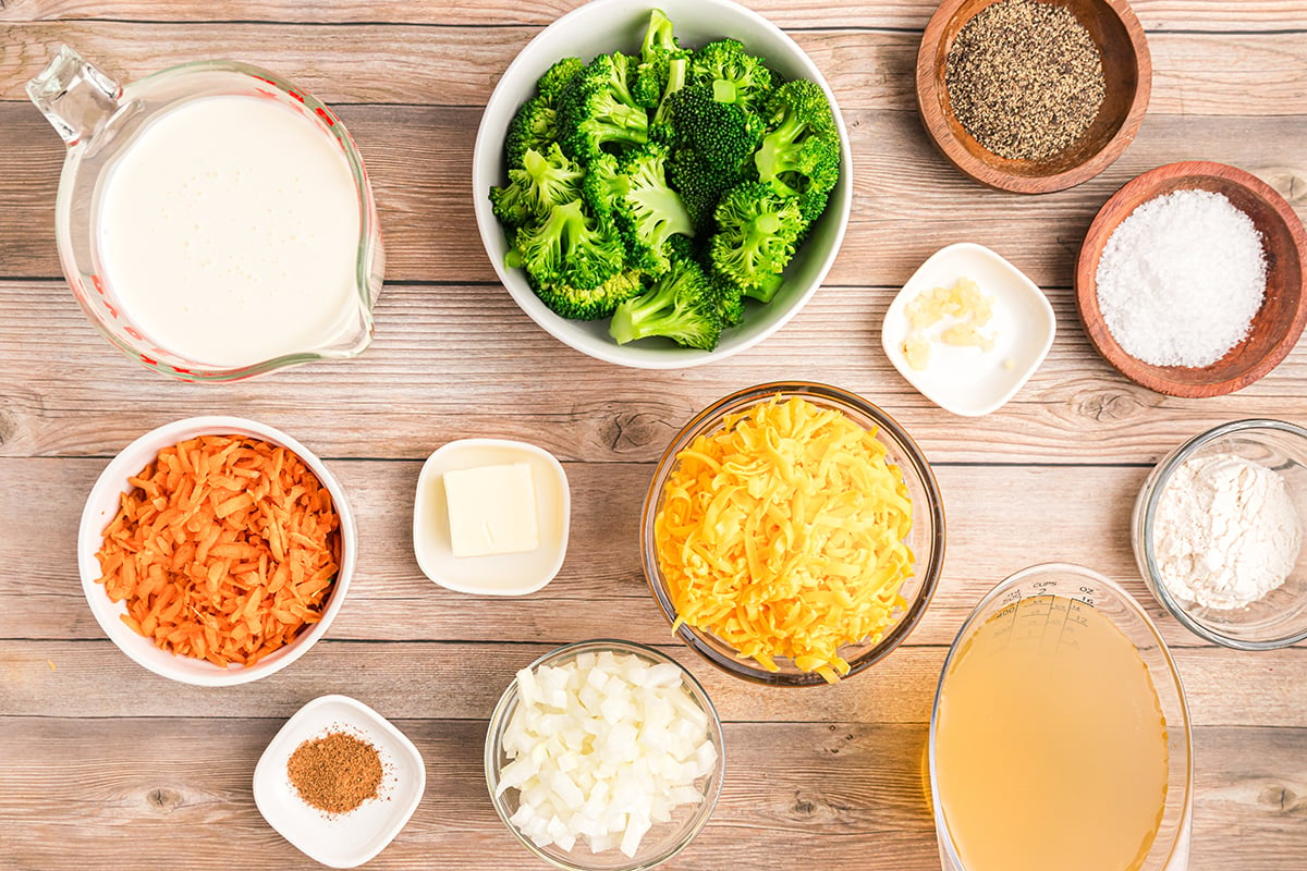 ingredients for broccoli cheddar soup