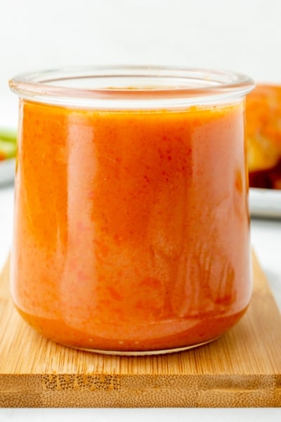 straight on shot of jar of buffalo sauce