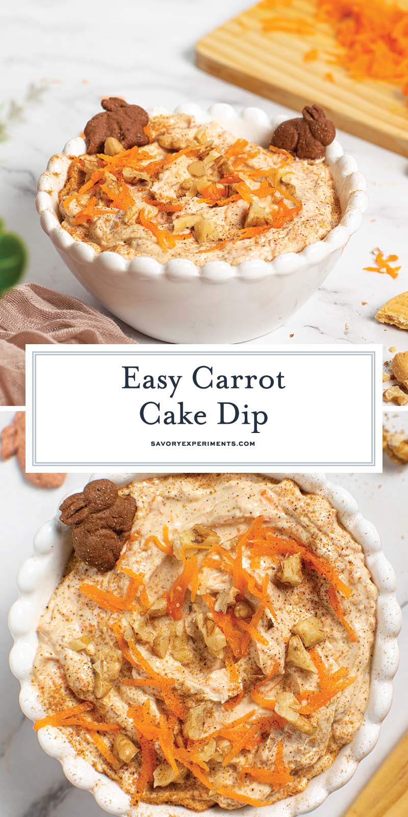 collage of carrot cake dip for pinterest