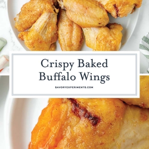 collage of baked buffalo wings for pinterest