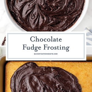 collage of chocolate fudge frosting images