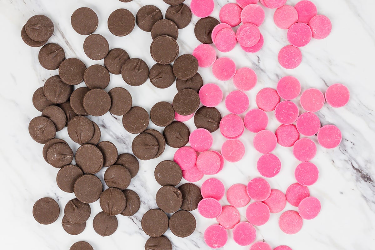 pink and brown chocolate melts