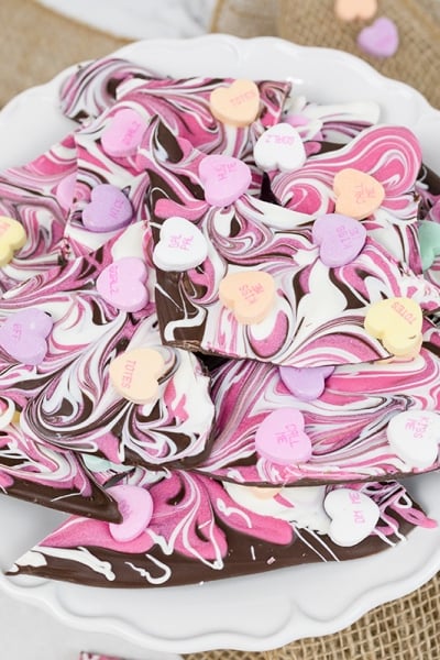 plate of chocolate bark pieces