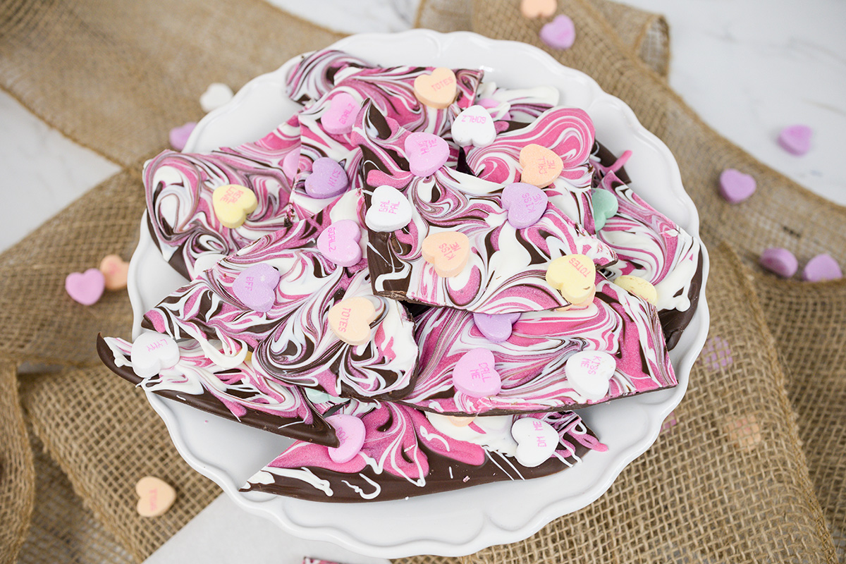 plate of chocolate bark pieces