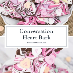 collage of conversation heart bark for pinterest