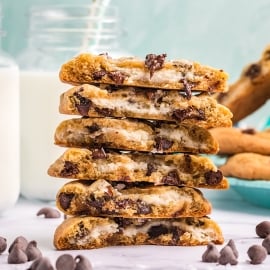 stack of cookies with cream cheese centers