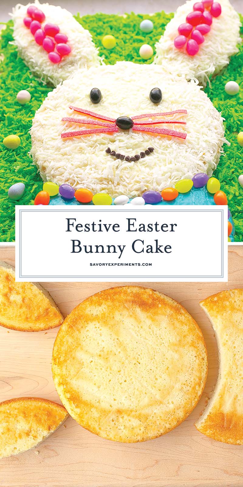 collage of easter bunny cake for pinterest