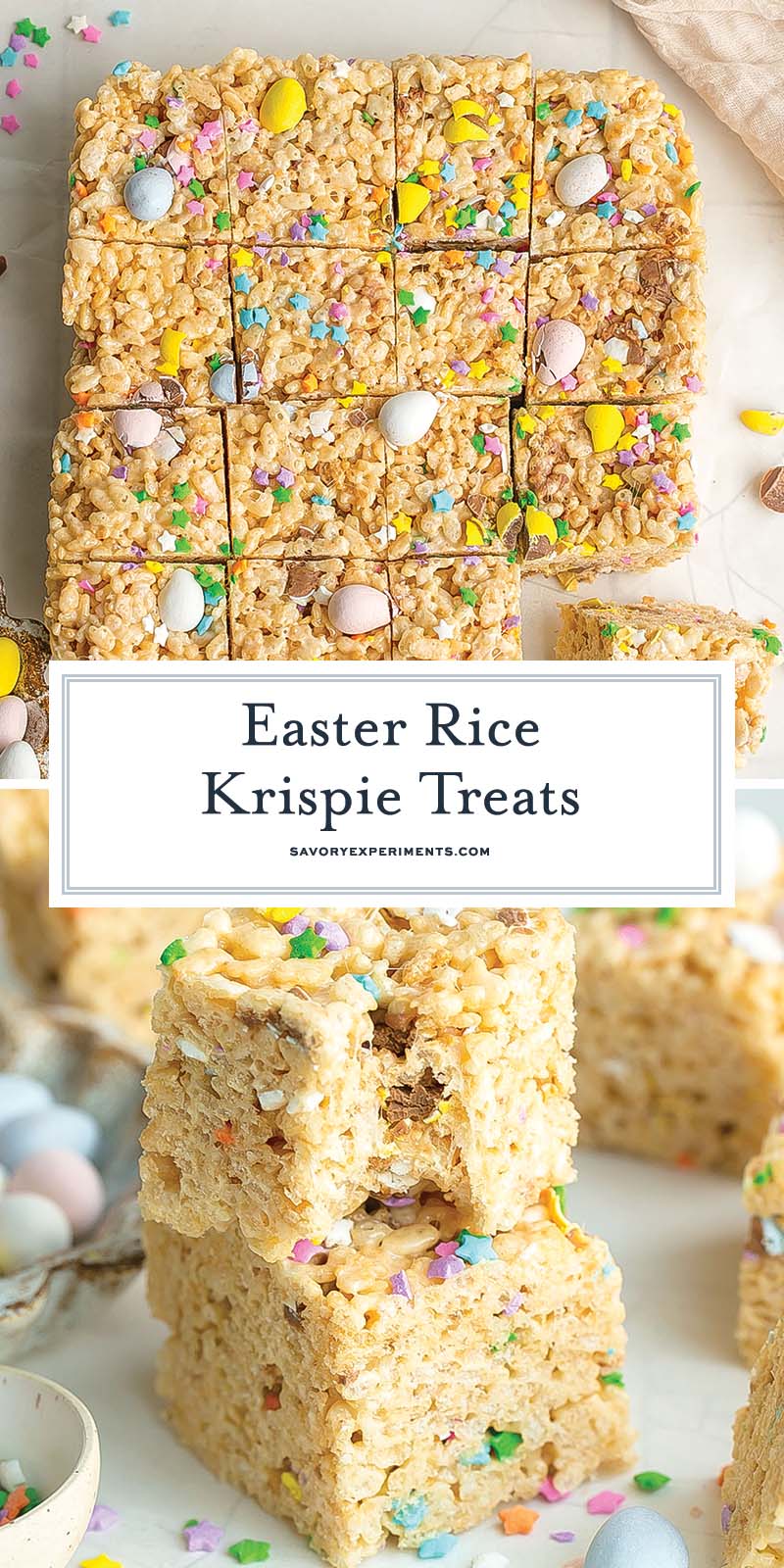 collage of easter rice krispie treats for pinterest