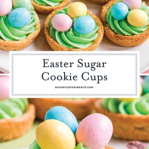 collage of easter sugar cookies cups for pinterest