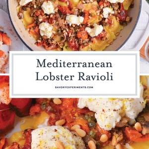 collage of Mediterranean lobster ravioli for pinterest
