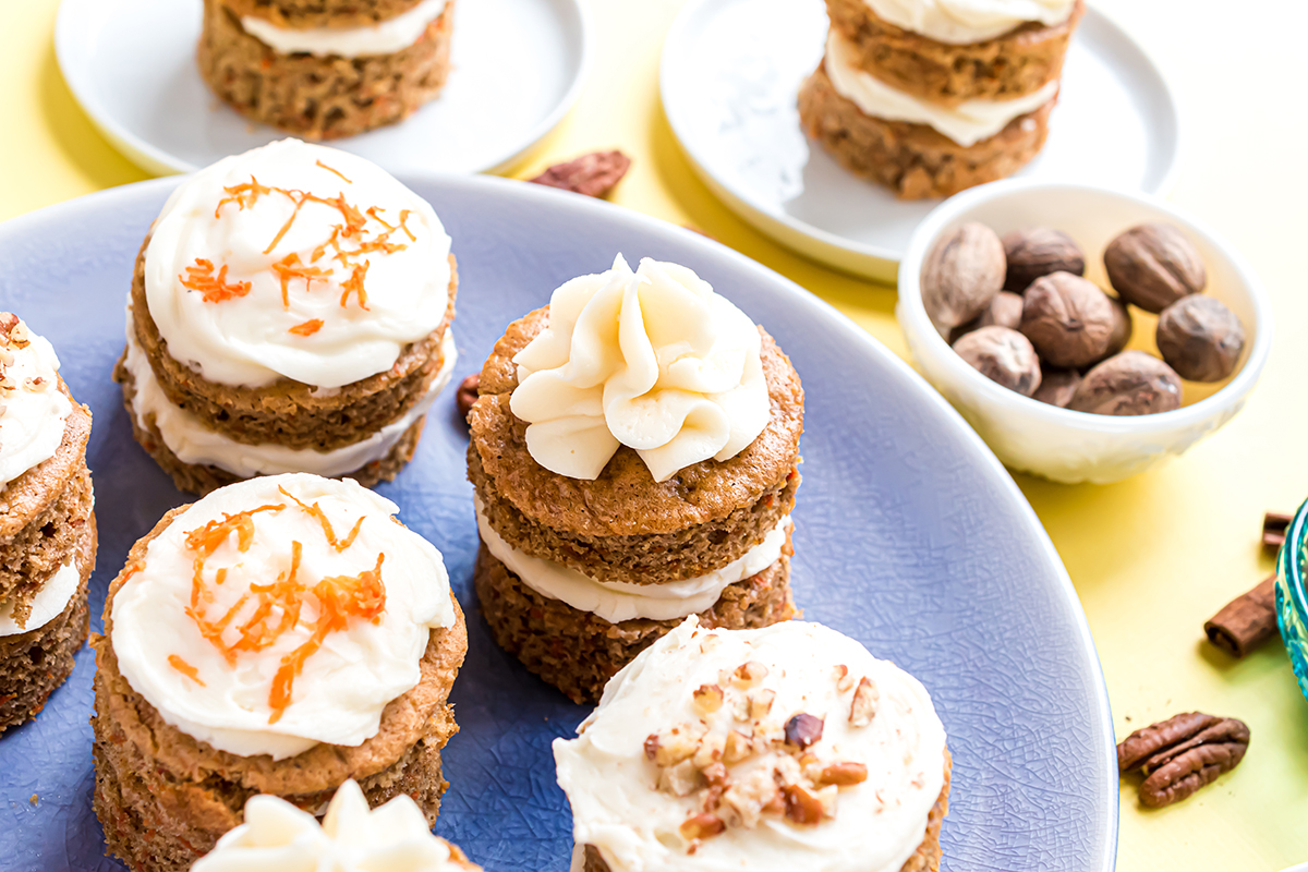 angle view of individual carrot cakes