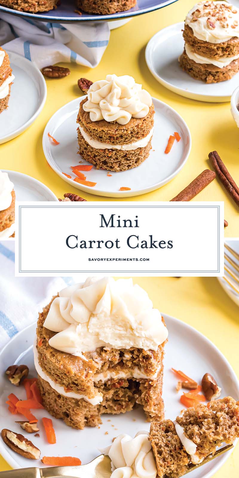 collage of mini carrot cakes for pinterest