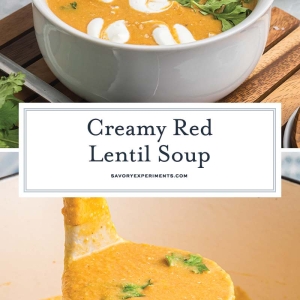 collage of red lentil soup for pinterest