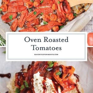 collage of oven roasted tomatoes for pinterest