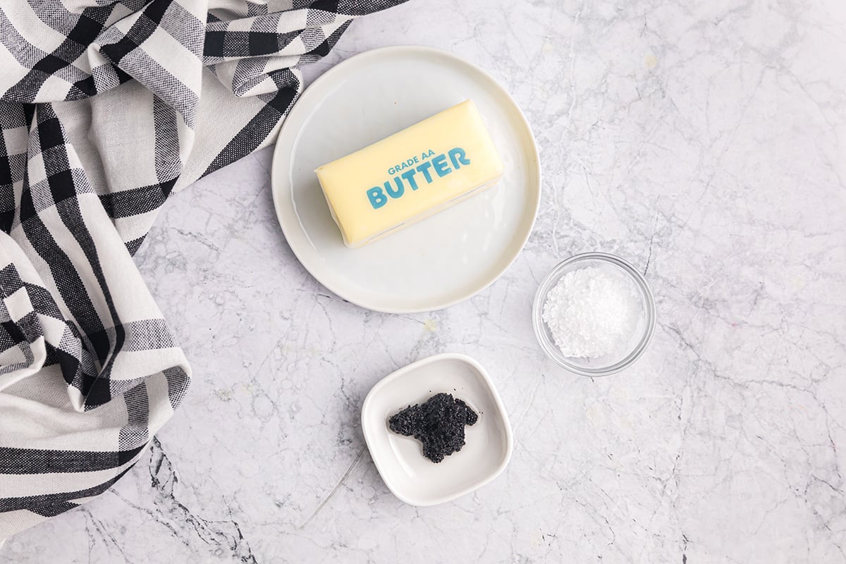 overhead shot of truffle butter ingredients