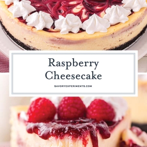 collage of raspberry cheesecake for pinterest