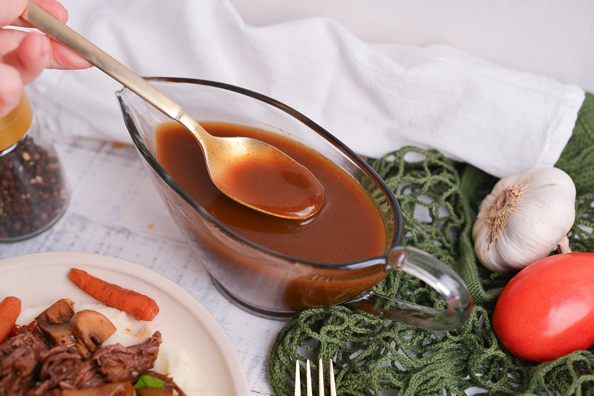 spoon in gravy boat