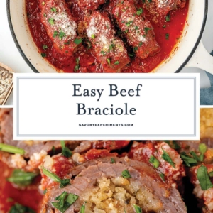collage of beef braciole