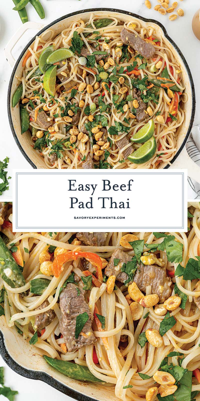 collage of beef pad thai