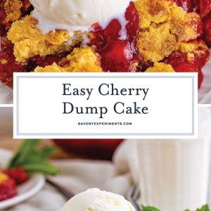 collage of cherry dump cake images with text overlay