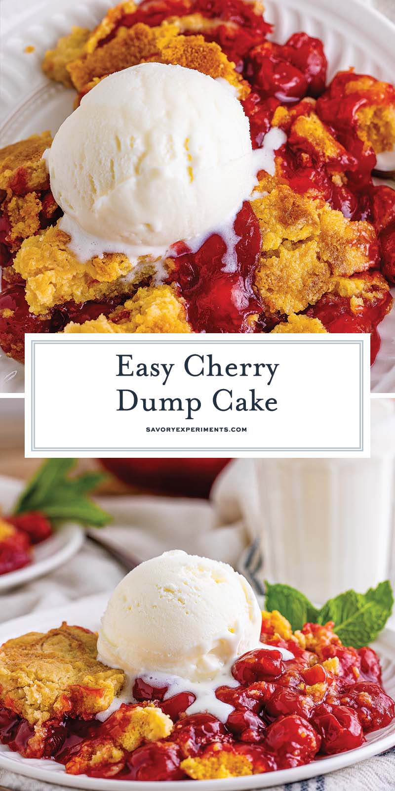 collage of cherry dump cake images with text overlay