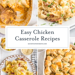 collage of chicken casserole recipes