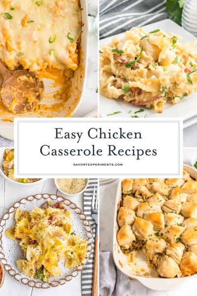 collage of chicken casserole recipes