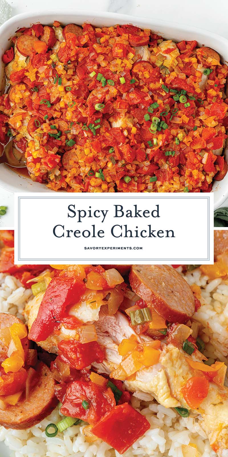 collage of creole chicken