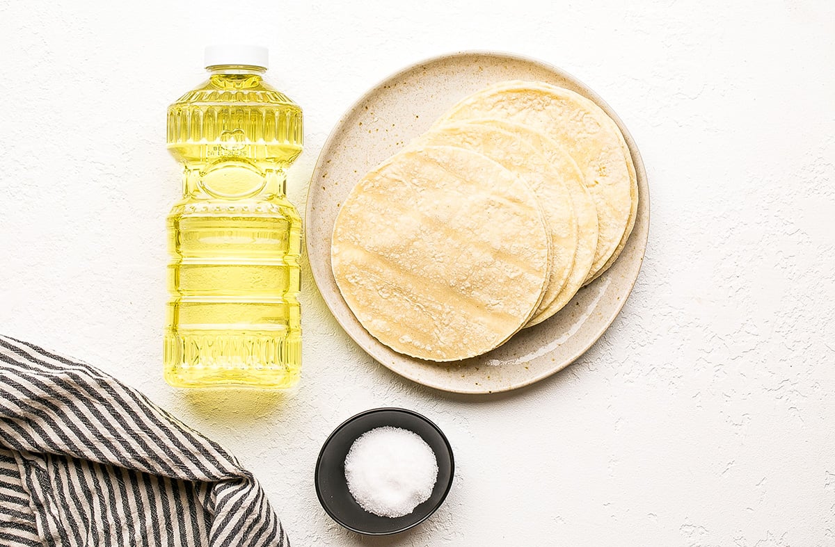 overhead shot of tortilla chips ingredients