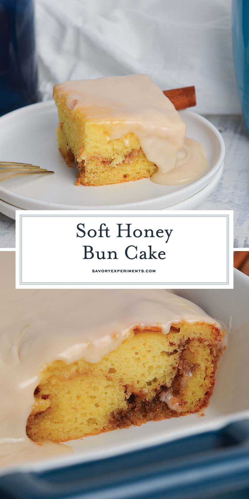 collage of honey bun cake