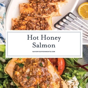 collage of hot honey salmon for pinterest