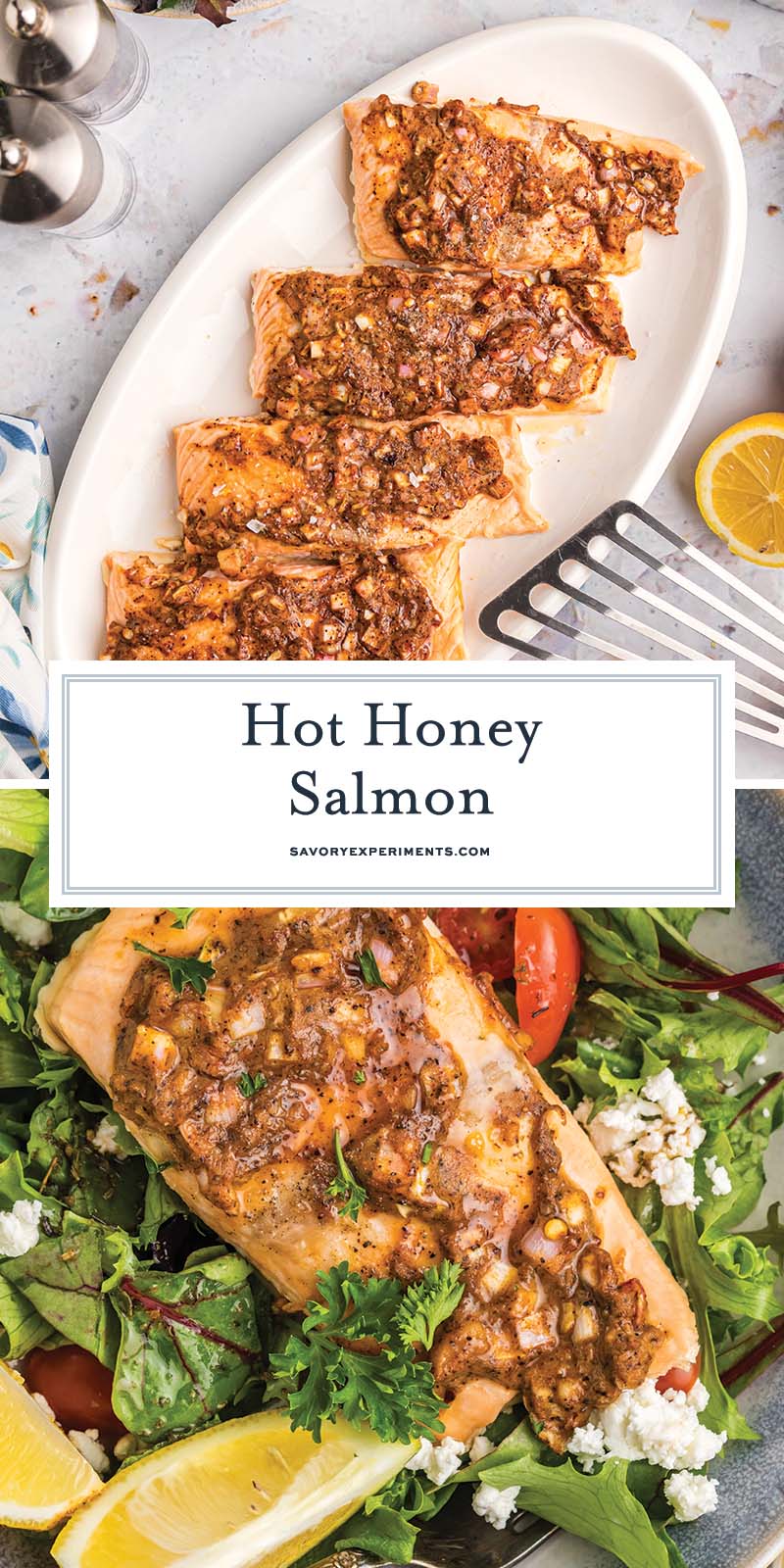 collage of hot honey salmon for pinterest