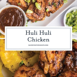 collage of huli huli chicken