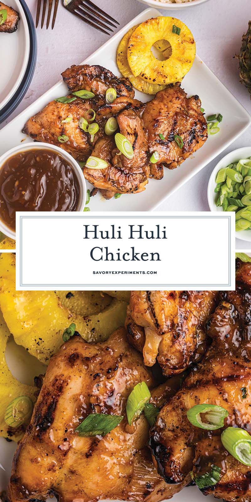 collage of huli huli chicken