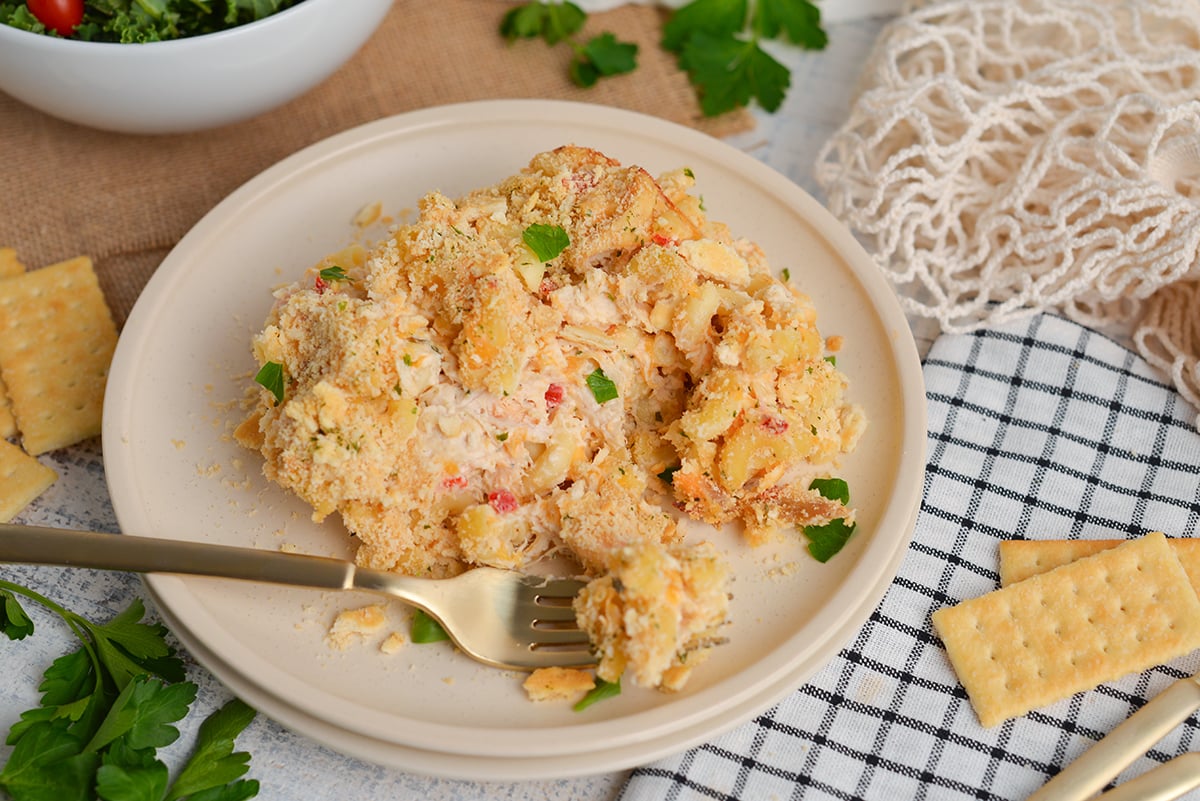 serving of huntington chicken casserole on plate