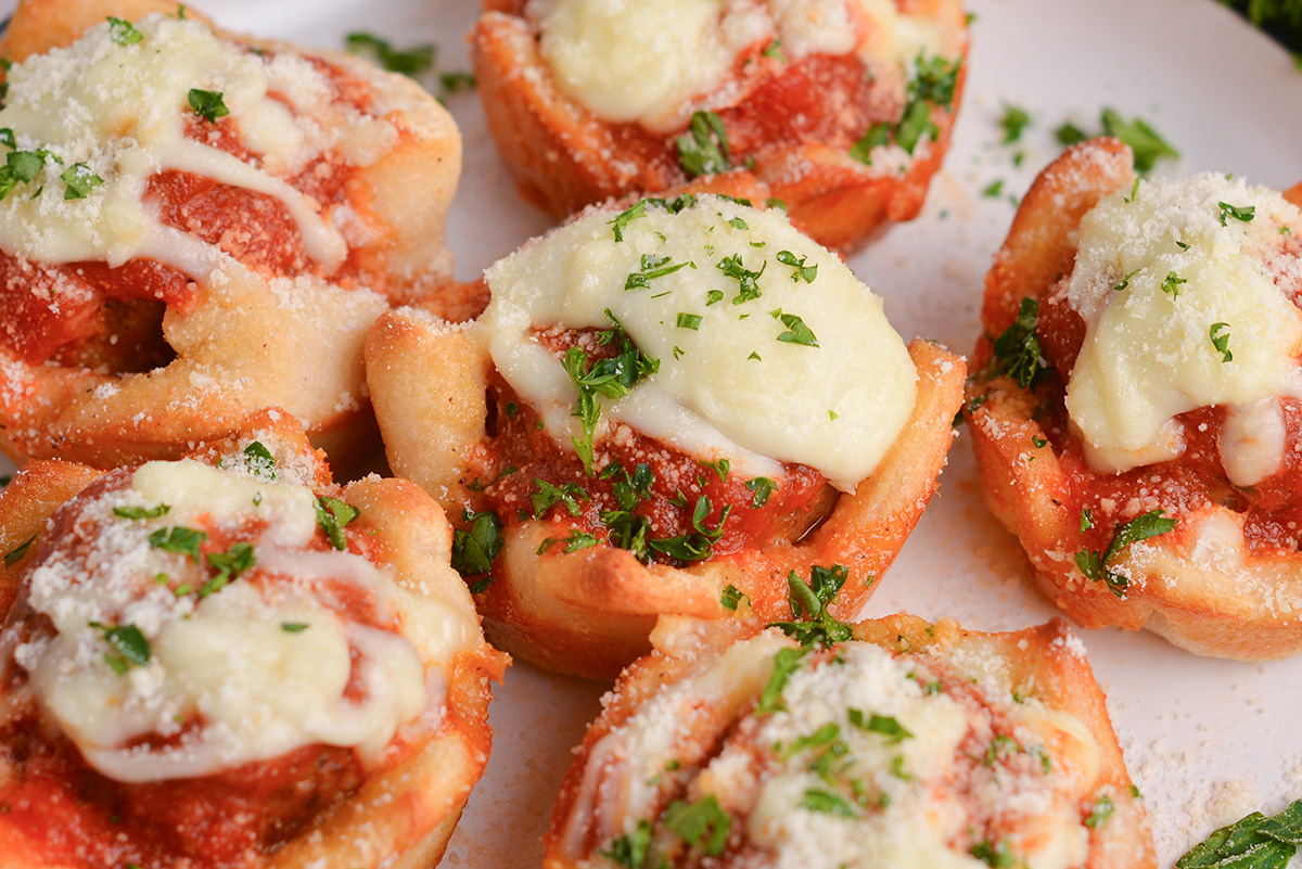 close up angled shot of cheesy meatball bombs